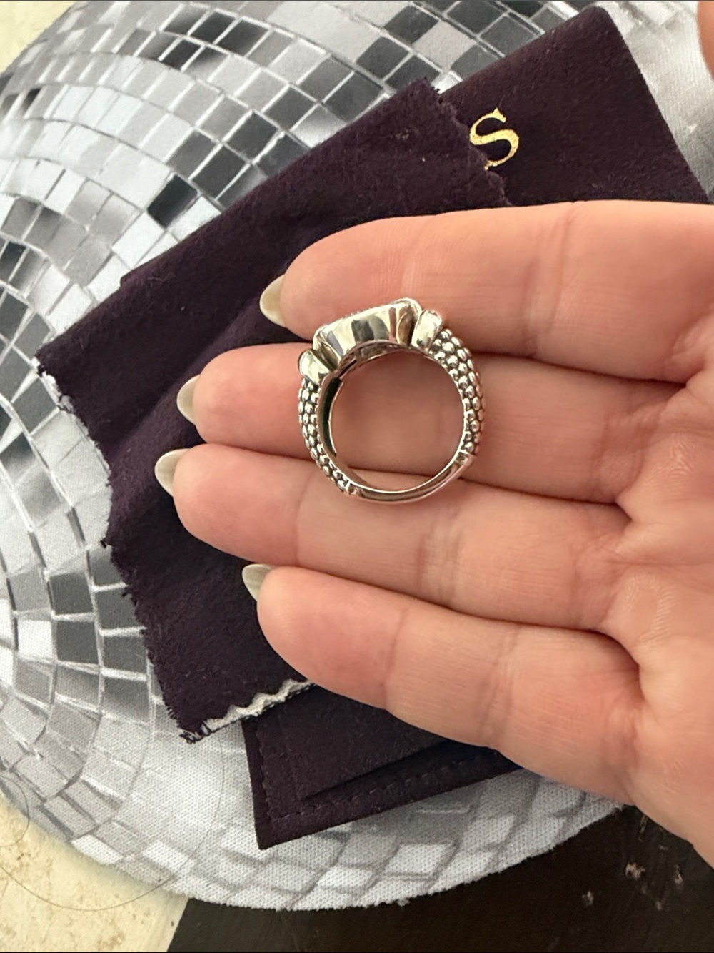 LAGOS Enso Sterling Silver Circle Caviar Ring size 7 - Picture 2 of 8